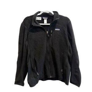 Patagonia R2 Womens Black Jacket L Fleece Polartec Full Zip Collared Long Sleeve